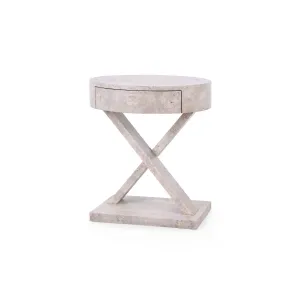 Modena 1-Drawer Side Table / Light Gray Burl